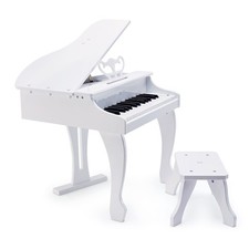 Hape Deluxe White Grand Piano - Thirty Key Piano Toy W/ Stool,Ages 3 