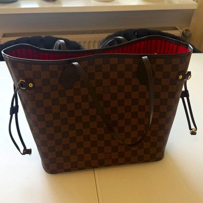 Louis Vuitton Neverfull MM Damier Ebene   Pochette   Full Set   Top Zustand