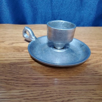 VTG Pewterex York, PA Candlestick Holder W/Finger Loop 6  Base 