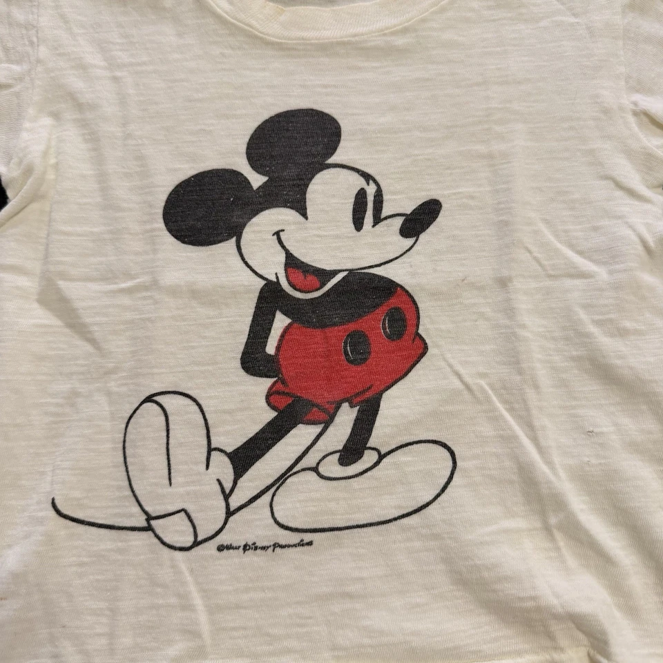 Mickey Mouse T Shirt Disney White Super Thin Single Stitch Toddler Vintage 70s - Image 2 of 4
