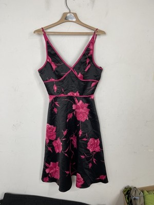 NIKI by Kiki Zivas Womens Dress 2 Black Pink Floral Retro Pinup Roses Romantic