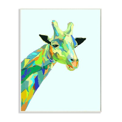 Giraffe Abstract Shapes Blue Green Animal Design, Designed by Ziwei Li Art, 1...