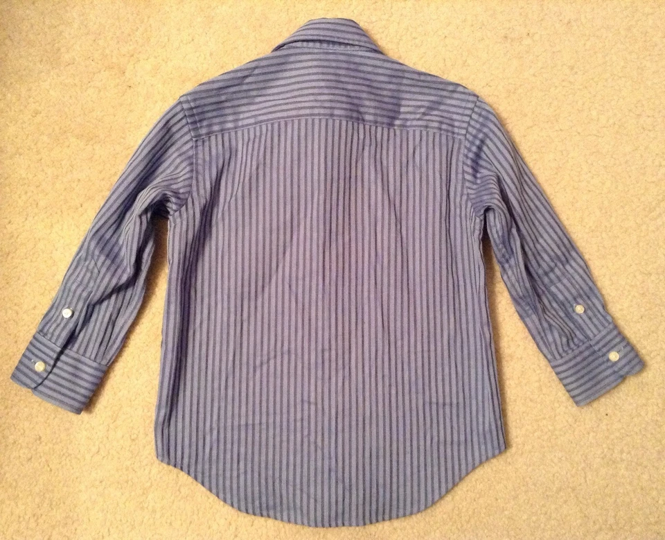 Usado en excelente estado! Camisa de vestir para niños TD Thomas Dean azul a rayas 100 % algodón talla 4 Foto 3 de 4