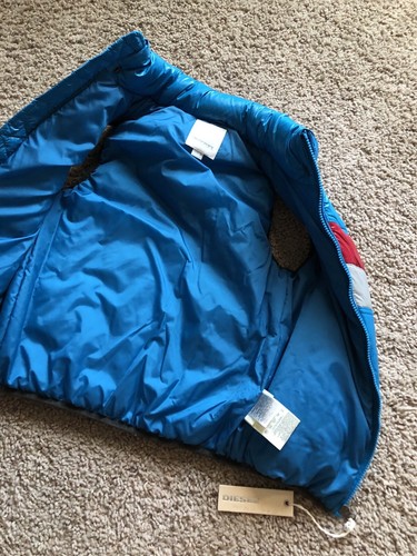 Diesel Kids Puffer Vest Size M (7) Red Blue Teal Roll Up Hood - Picture 4 of 6
