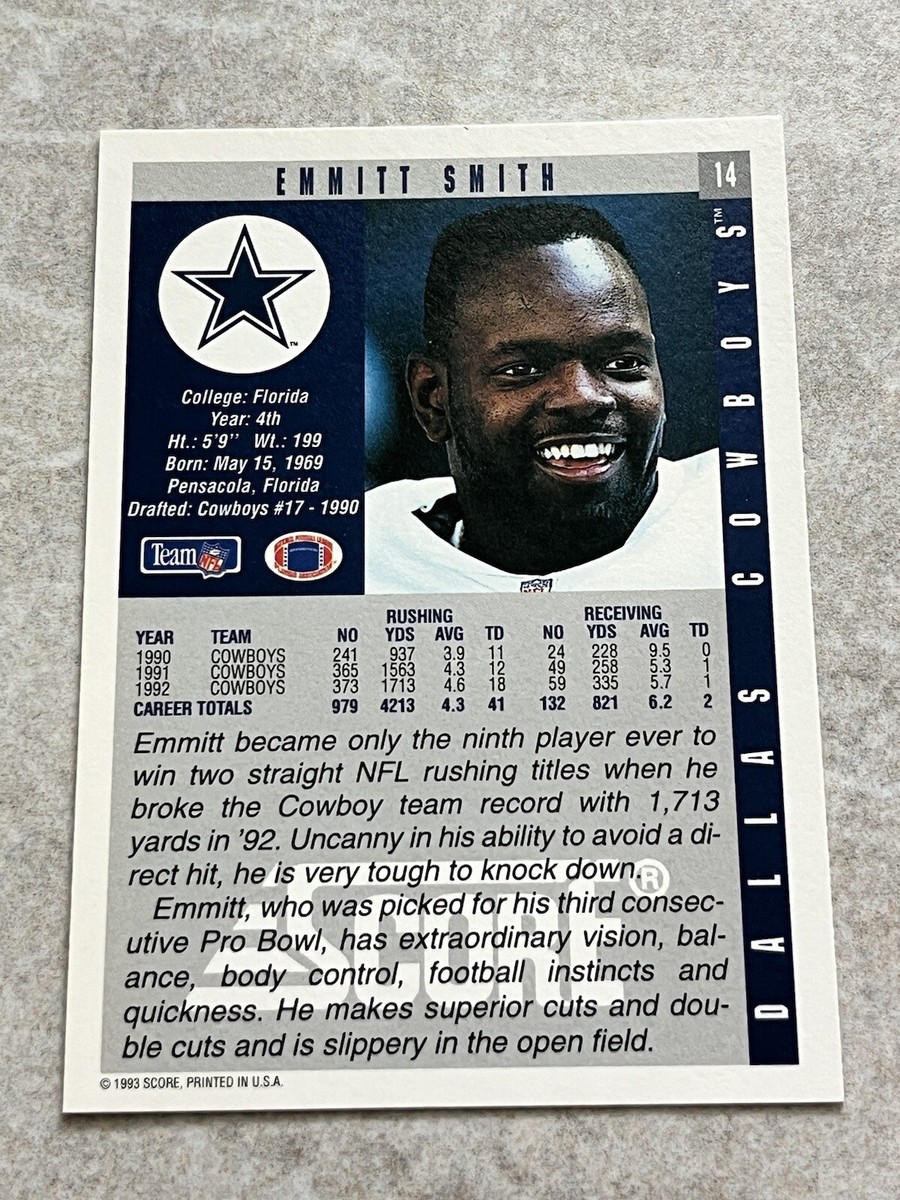 1993 Score #14 Emmitt Smith NFL Dallas Cowboys | eBay