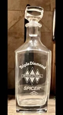 International Harvester Decanter Triple Diamond w Dana Spicer Very Rare Glass!
