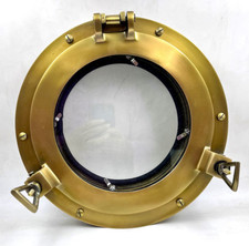 Oblò barca canale metallo finitura marrone alluminio 12" doppio vetro nautica...