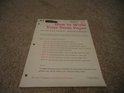 How to Write Your Term Paper by Elinor Yaggy  1958 Soft Cover