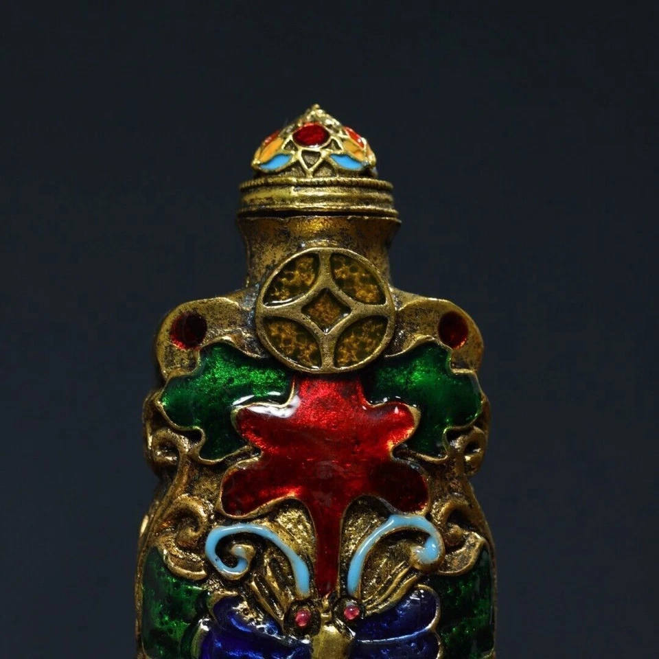 Botella de tabaco pintada en cobre Treasure de colección antigua Foto 2 de 4