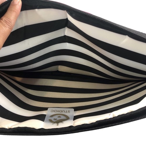 Studio C Quilted Padded Laptop Sleeve PINK BLACK 14x10 Case MULTI STRIPES - Afbeelding 5 van 7