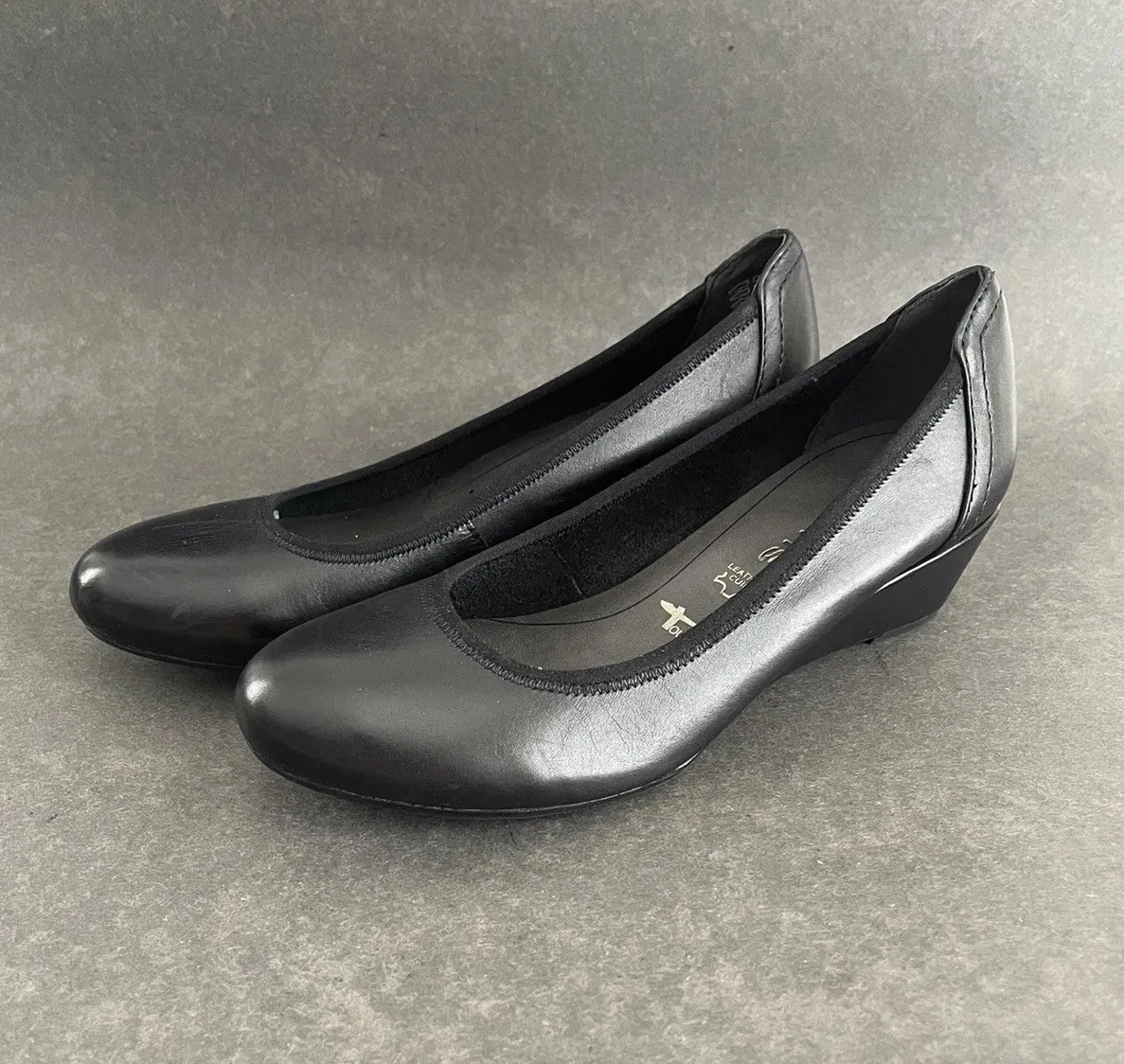 Tamaris shoes Black Leather touch Sz 36 US 5.5 Slide | eBay