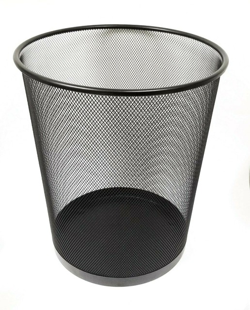 NEW LARGE BLACK METAL NET,MESH WITH ROUND TRASH CAN+WASTE BASKET,BIN eBay