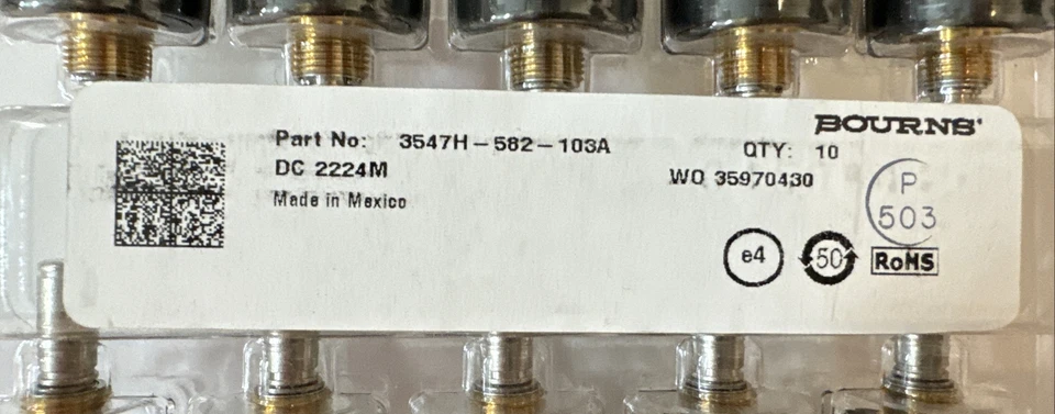 Bourns Potentiometer 3547H-582-103A 5k Ohm Linear Panel Mount Pack of 10 New - Image 2 of 4