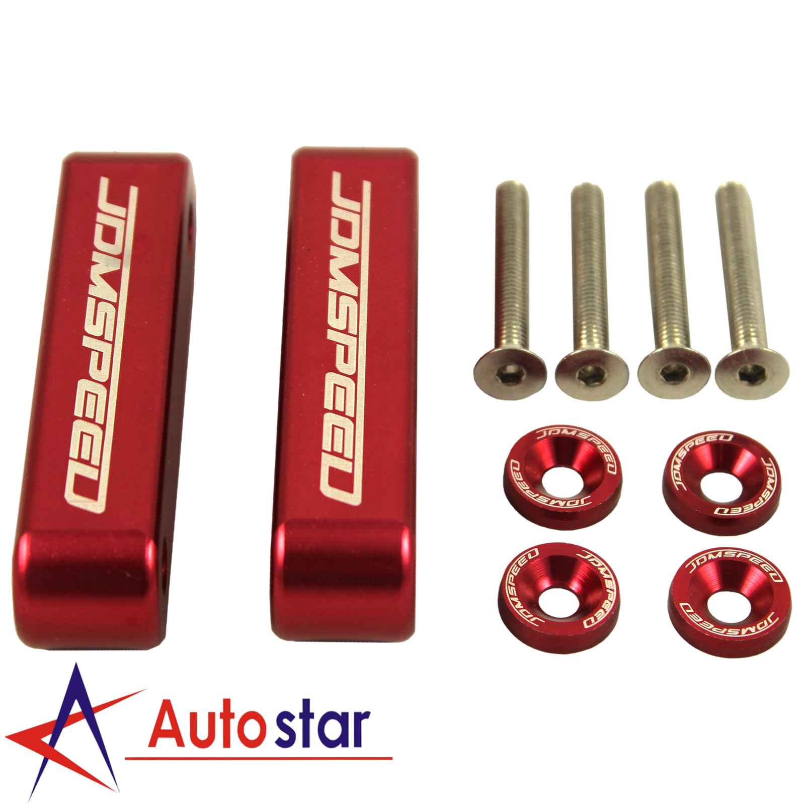 Red JDMSPEED Hood Spacer Risers Kit Set For Acura Integra Honda Civic