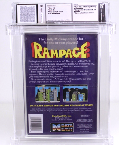 Rampage New Nintendo NES Factory Sealed WATA VGA Grade 9.0 B+ MINT NIB H-Seam - Picture 2 of 3