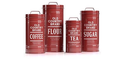 Barnyard Designs Decorative Nesting Kitchen Canister Jars With Lids, True Red Me
