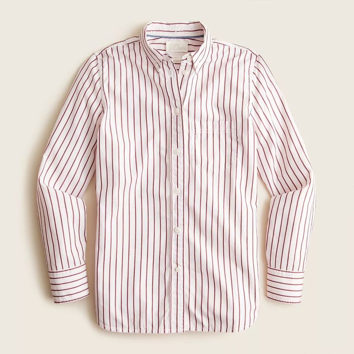 NWT J.Crew Classic-fit Washed Cotton Poplin Shirt Shadow Stripe Women's SZ4