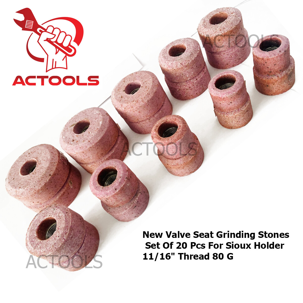 Valve Seat Grinding Stones Set Of 20 Pcs For Sioux Holder 11/16" Thread