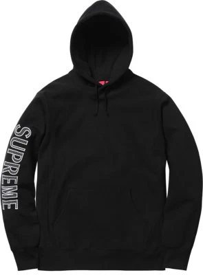 SUPREME Sleeve Embroidery Hooded Sweatshirt BLACK M RUNNING LTD ED - Photo 1/4