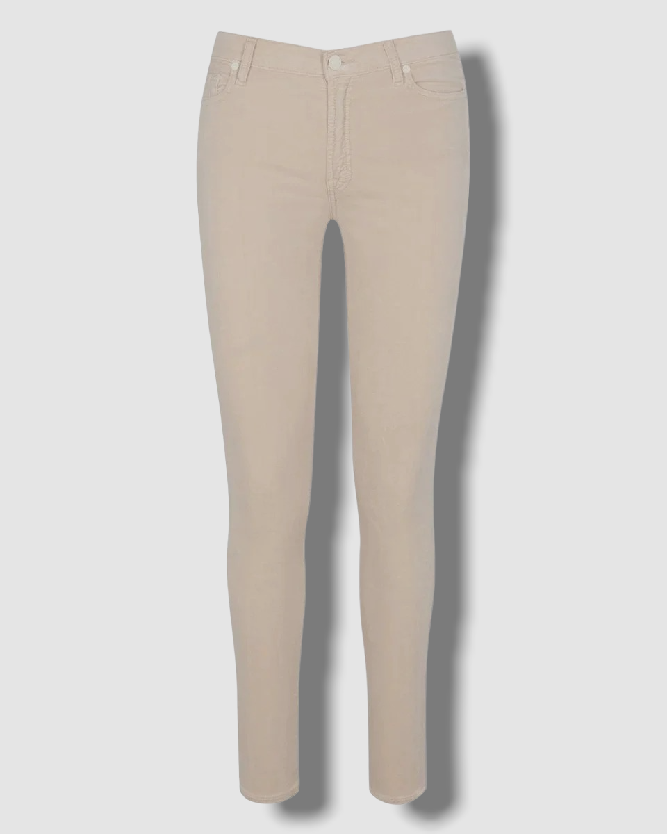 $230 For All Mankind Women's Beige Velvet High Waist Skinny