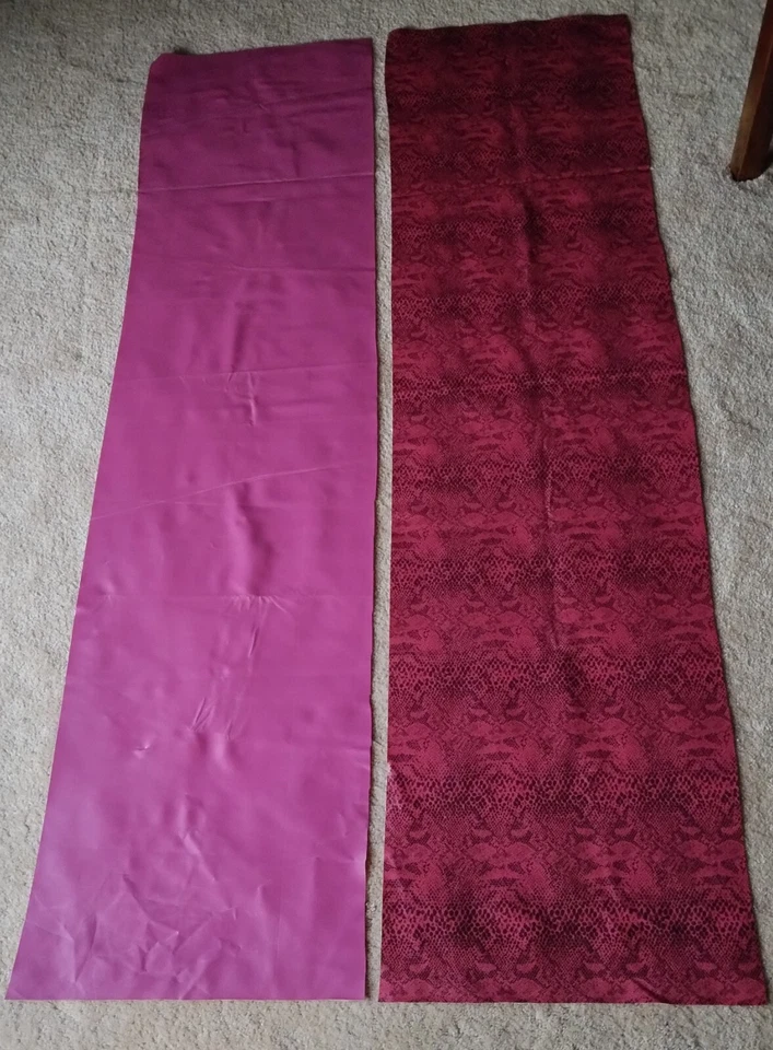 Vinilo Naugahyde patrón estampado piel serpiente rosa púrpura fucsia remanente 2 piezas Foto 2 de 4
