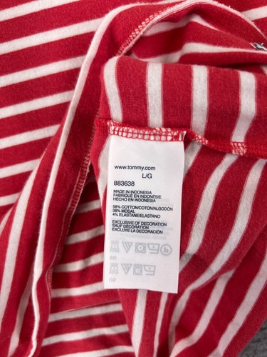 Tommy Hilfiger Shirt Girls Large Red White Stripe Boat Neck Short Sleeve - Picture 7 of 14
