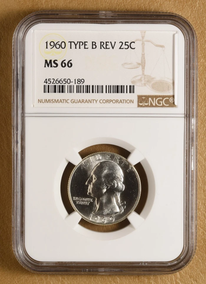1960 P Washington Quarter 'Type B Reverse' NGC MS66 - Image 3 of 4
