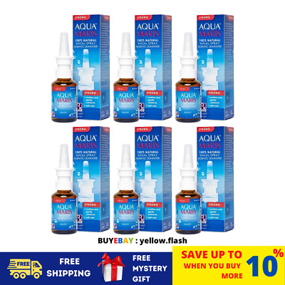 6 X 30ml AQUA MARIS Strong 100% Natural [Decongestant] Nasal Spray - Cold & Flu