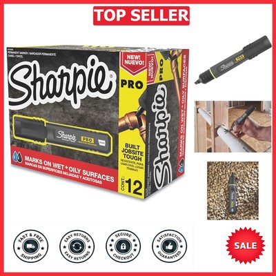 Versatile Chisel Tip Permanent Markers - 12 Count for All Surfaces and Jobs