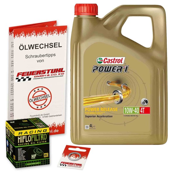 Honda Cbf 500 (PC39) 04-08, Castrol 10W40 ÖL + Hiflo Racing ÖLfilter, MotoröL-image
