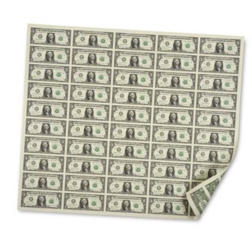 *UNGESCHNITTEN* VOLLSTÄNDIGES BLATT mit 50 $ 1 Scheinen - Federal Reserve Notes 2017 B New York - Bild 1 von 1