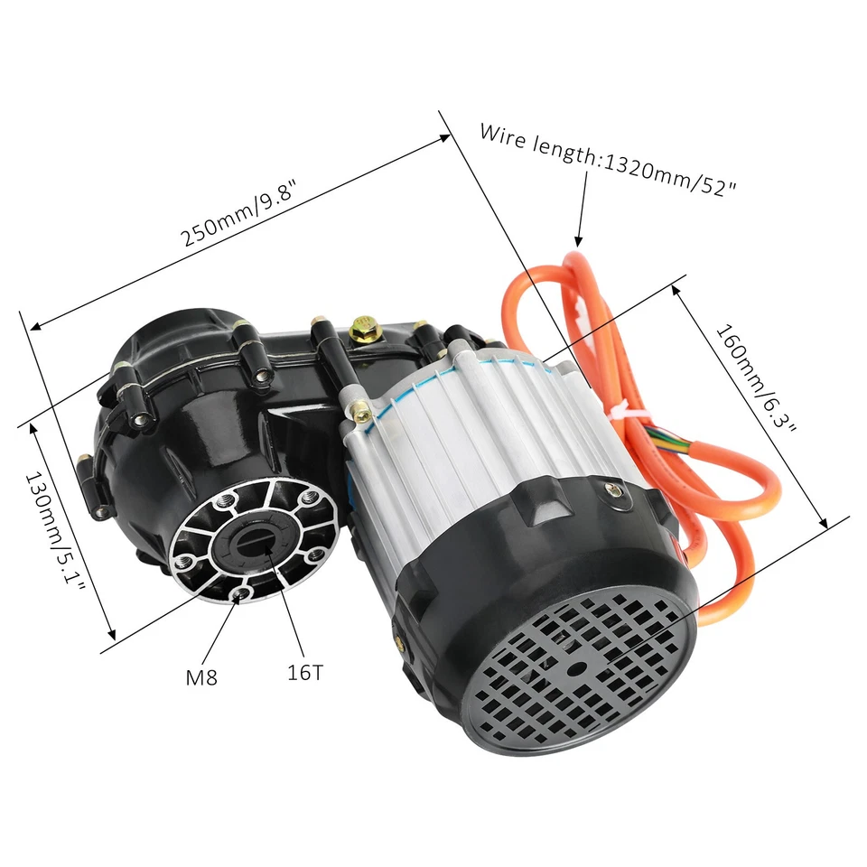 Kit Eje Trasero 760mm 36V 1000W Diferencial Motor Freno para ATV UTV 3 o 4 Ruedas Foto 4 de 4