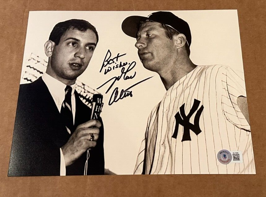 MARV ALBERT Autographed Signed 8X10 PHOTO W/MICKEY MANTLE BECKETT BAS BROADCASTER 
