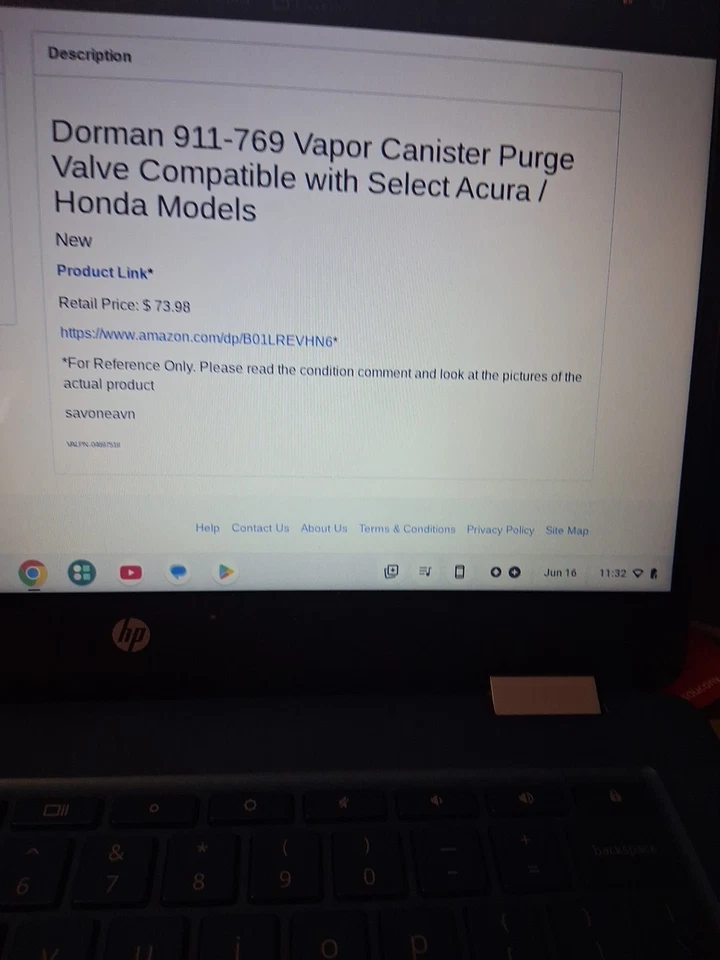 Válvula de purga de bote de vapor Dorman 911-769 para Honda Odyssey 2017 Foto 2 de 4