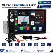 7" Single 1 Din Touch Screen Carplay Android Auto Car Stereo Radio BT FM Camera