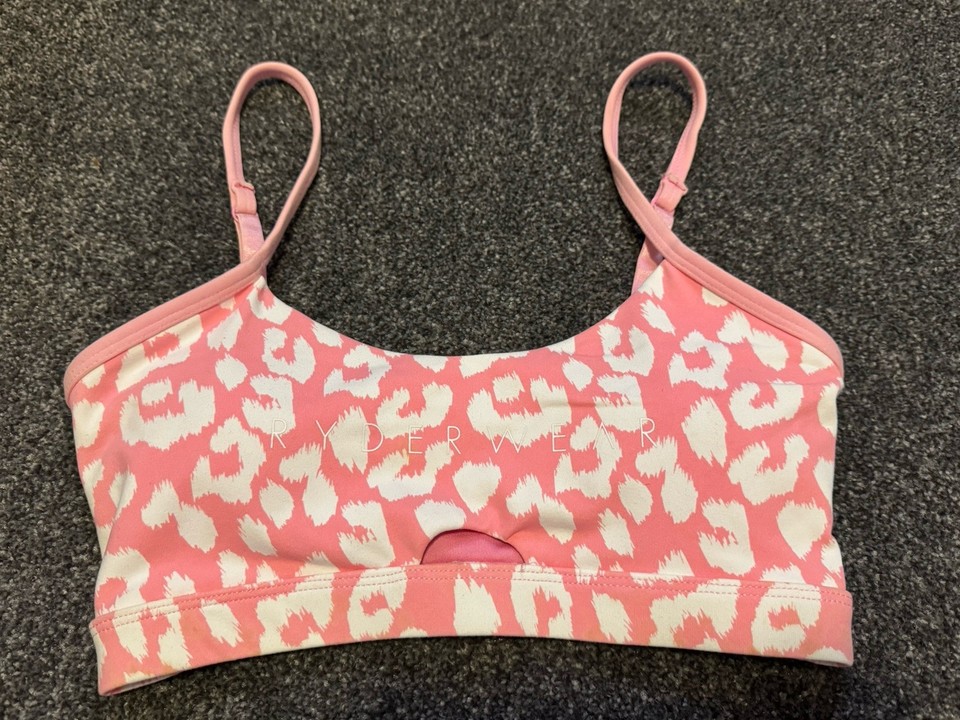 Women’s Ryderwear Pink & White Animal Print Sports Bra Size XS