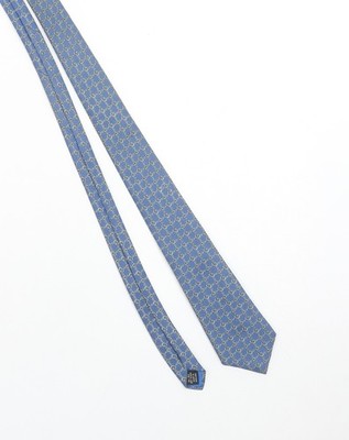 James Meade blaue geometrische Seidenkrawatte für Herren hergestellt in England