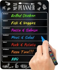 Weekly Dinner Menu Board for Kitchen A4-8.5x12 Black 8.5"x12",