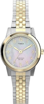 Timex TW2W35300, Mother of Pearl Dial, Women's, 2-Tone Expansion, Indiglo, 25MM
