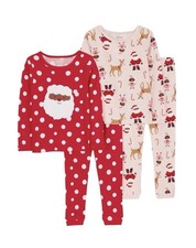 Carter s Just One You Christmas Toddler Santa 4 Piece Pajama Set Size 3T NWT