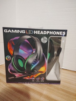 Game Pro (Green)Led Head Phones RGB Led Lights Interactive Boom Mic, TypeC Cable