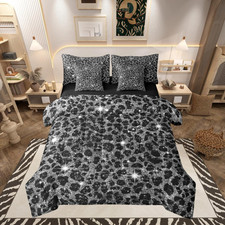 Black Leopard Comforter Set Queen Size Kids Boys Girls Breathable