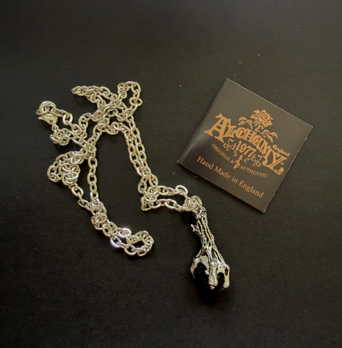 Collana Uomo Alchemy Gothic - Ciondolo Drago E Teschio In Peltro Fine - P625