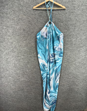 New Fashion Nova Dress Women 3X Plus Blue Tie Dye Maxi Long Sleeveless Halter