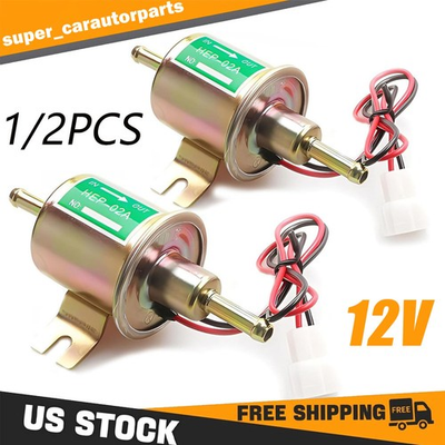 #ad #ad 12V Inline Fuel Pump Electric Transfer Low Pressure Gas Diesel Fuel Pump HEP 02A $6.99