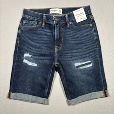 Abercrombie Kids Shorts 11/12 Blue Denim Distressed At The Knee Length Mid Rise