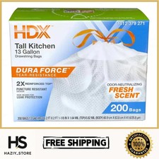 13 Gallon Fresh Scent Tall Kitchen Trash Bags with Drawstring, 200-Count