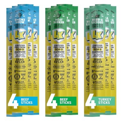 Beef Sticks & Turkey Sticks Variety Pack - (Pack of 12) 1 oz - Ready to Eat P...