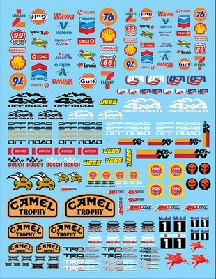 Water Decal Sheet 8.5x11 - Off Road 1/18 Scale RC Decals - Premium Branding Logo