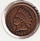 US Rare Old West 1907 Indian Head Penny Coin American Collection Shield Cent USA
